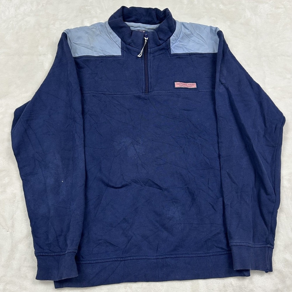 Vineyard Vines Quarter Zip Pullover Mens Small Navy Blue Cotton Logo Patch